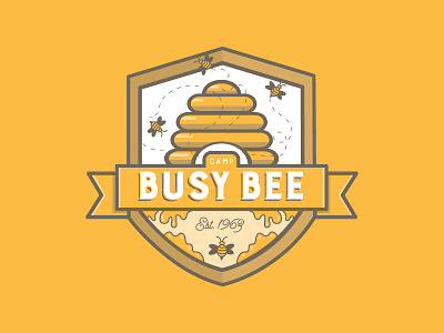 Camp Busy Bee bee bees camp camping honey honeycomb illustration monochromatic yellow