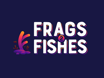 Frags 2 Fishes| Logo aquarium coral fish gradient identity logo orange purple