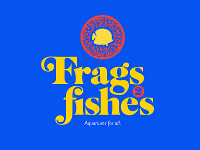 Frags 2 Fishes| Logo (Alt) aquarium bright classy coral fish logo logotype upscale yellow