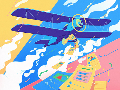 Taku - The Easy Way to Communicate with Users airplane art clouds design fly flying illustraion plane procreate skies sky speed