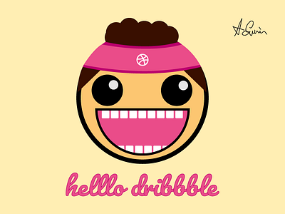 helllo dribbble debuts happy illustration self caricature