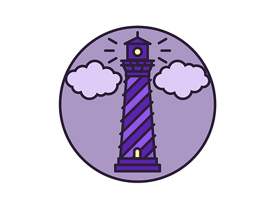 Lighthouse 2 clean clouds design graphic icon lights mthw ocean simple vector