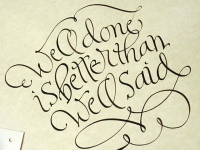 The citation from B.Franklin. calligraphy handwriting lettering