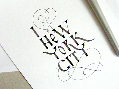 Sketch for "I love New York City" project. calligraphy lettering