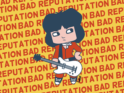 Joan Jett bad reputation cartoon character design eletric guitar fanart female rocker guitar guitar player illustration rock rock and roll rockstar singer vector art