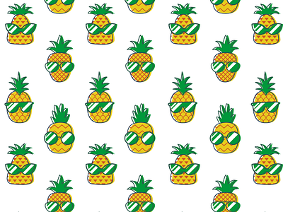 Stylish Pineapples Pattern character design fresh fruits illustration pattern pattern design pineapple print print design sunglasses tropical vector art