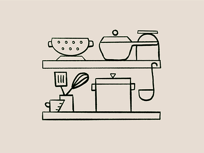 Kitchen Shelf Illustration branding design graphicdesign illustration kitchen organic procreate shapes shelf simple