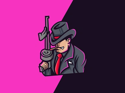 mafia character gangster illustration logo mafia mascot no life