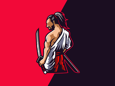 ronin samurai art asian culture design fighter graphic illustration japan japanese katana logo mask ronin samurai silhouette sword symbol vector warrior