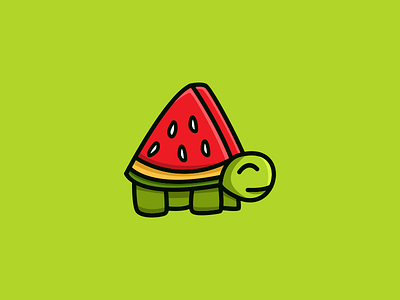 Turtle Watermelon 3 animal creature design gradient logo logos sea turtle volume watermelon