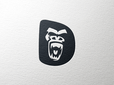 D Gorilla and animal black construction face gorilla identity logo mark symbol white