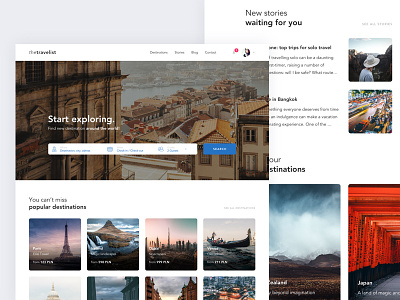 Travel concept page clean design interface landing minimal photography search travel ui ux website world