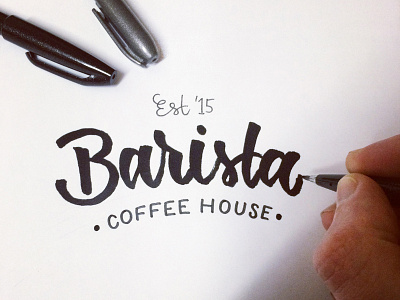 Barista Coffee Logo branding brush pen hand drawn hand lettering logo typography