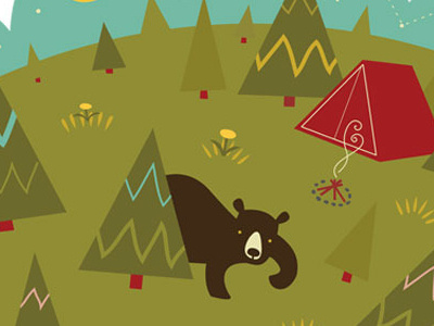 Summer detail bear camping earth print seasons summer woodland