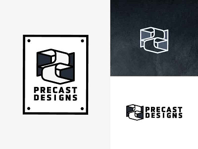 Precast Designs Logo bold building concrete construction d geometric letters logo monogram p
