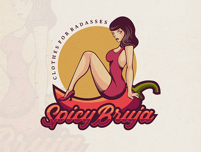 Spicy Bruja branding character chili design designs flame illustration logo vector