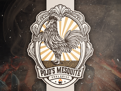 Pojo's mesquite BBQ bbq logo branding design designs illustration logo restaurant restaurant logo rooster logo vector vintage logo