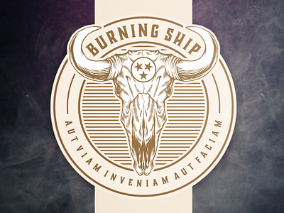 BURNING SHIP brand branding bullskull design designs esports fire logo skull typography vector