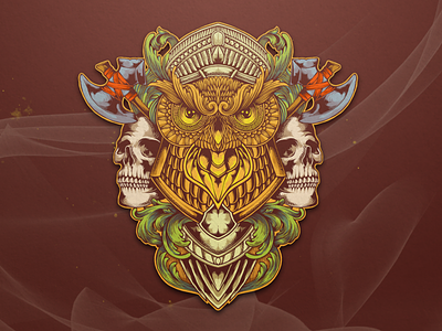 owlskull brand branding design designs esports fire flame illustration outline owl skull vector
