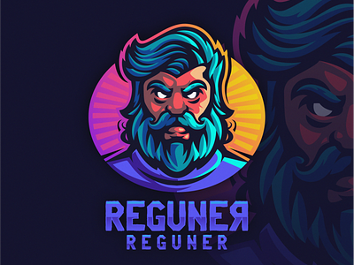 Reguner! angry bearded esport fighter game mascot reguner vector