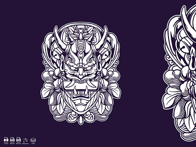 Oni Mask Vintage Illustration