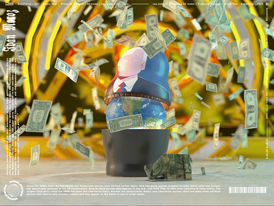 two sides of the same 3d art doll illustration matryoshka money origami political render vectary 3d world
