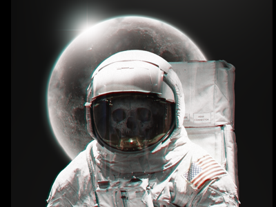 Outer Space astronaut cosmonaut moon planet retouching skull space