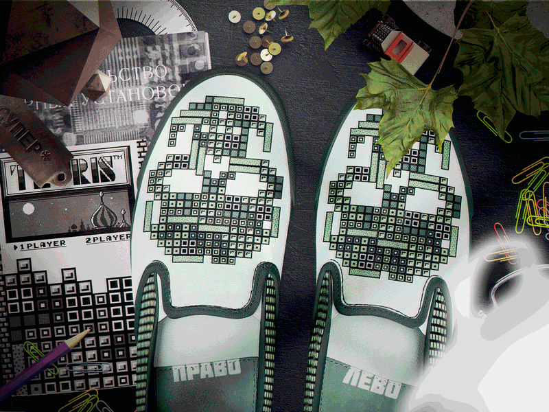 Oldskull Gamer brickgame bucketfeet classic game nerd punk punkrock shoes slip on tetris threadless