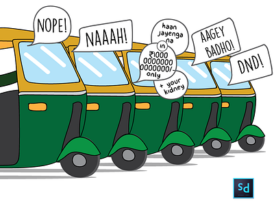 Say what! art auto rickshaw driver illustration taxi three wheeler