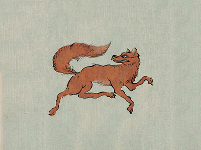 Kitsune fox ink japanese kanji kitsune scroll ukiyo e