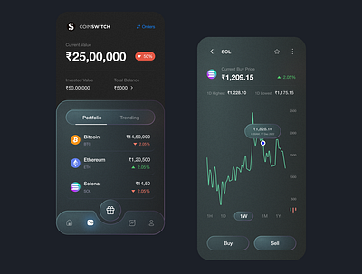 Coin Switch Kuber app concept app design typography ui ux