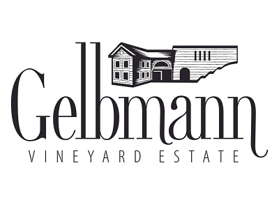 Gelbmann Logo with House handlettering illustration label lettering logo packaging typography wine
