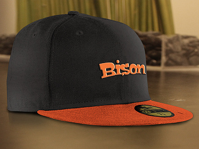 Hat Bison 1. baseball branding cap handlettering inking lettering logo retro typography
