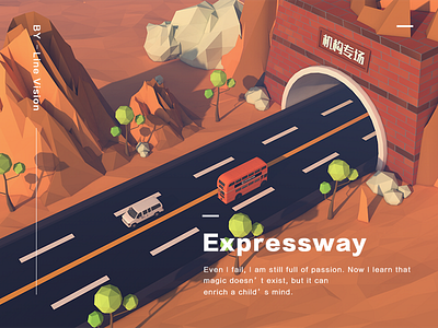 Expressway low poly c4d illustration low poly
