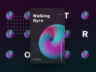 Walking gyro c4d illustration poster