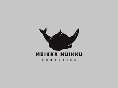 Moikka Muikku logo fish helm helmet horn logo logotype scandinavian shop souvenir viking