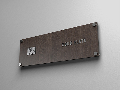 Wood Plates Mockup badge branding lasercut logotype metal nominal office paint plate presentation wall wood