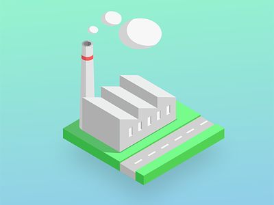 Factory factory grass icon isometric road