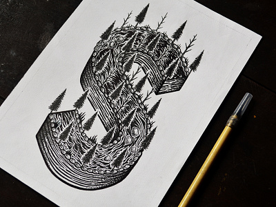 "S" Typography calligraphy forest handlettering illustration lettering logo outdoors typedesign typography