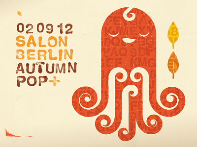Autumn Octopus autumn fall leaf leaves octopus stamp typography