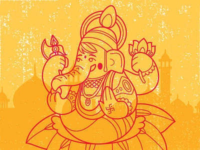 Lord Ganesh design elephant flower ganesh god hindu illustrator india lotus nose trunk vector