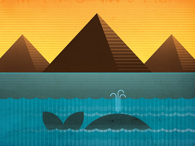 The Red Sea book graphic haggadah israel judaism letraset lines moses palm pyramids retro sunset tree vector whale