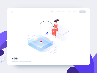 Fishout - Web page error 2d 404 ball character error error page fish fishing flat girl icon illustration isometry mistake page pool vector water web website