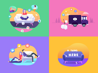 Nothing is here... 2d car characters collaboration colors email flat girl icon icons illustration illustrations remote set sketch sofa story vector work