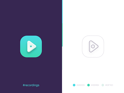 Recordings icon 2d app colours design gradient icon icon design icon design logo design illustration interface mark play records sketch symbol ui vector web