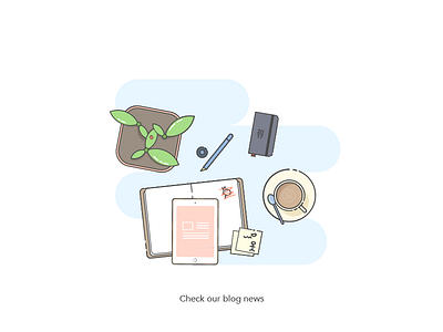 Blog News blog book coffee flower illustration ipad ladybird office ui ux vector workplace