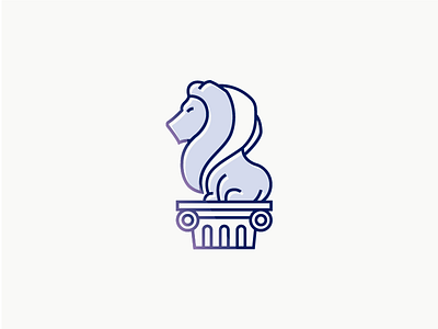 One Lion on the Pillar ^^ animal brand design graphic icon illustration line lion logo mark pillar vector