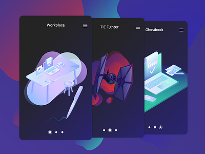 OneTwoThree colours design gradient illutration interface isometric mac mobile ui ux work workplace