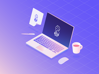 isometric illustration 1/4 colorful gradient icon illustration illustrator interface isometric macbook ui vector web workplace