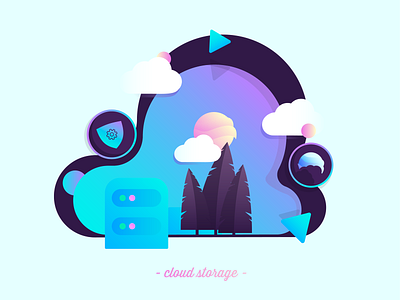 Cloud Storage art cloud creative design gradient graphic illustration light nature server storage sun